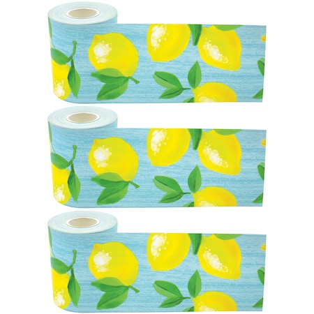 Teacher Created Resources Lemon Zest Straight Rolled Border Trim, 50 Feet Per Roll, PK3 TCR8920